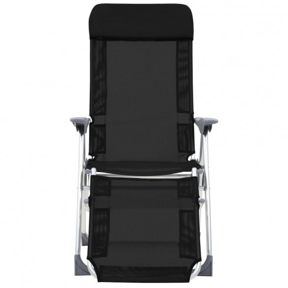 Chaises de camping pliantes et repose-pied 2 pcs noir textilène