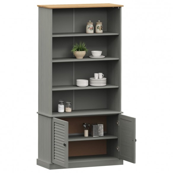 Bibliothèque VIGO gris 85x35x170 cm bois massif de pin