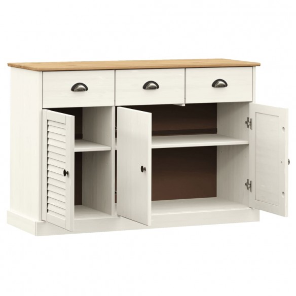 Buffet avec tiroirs VIGO 113x40x75 cm blanc bois massif de pin