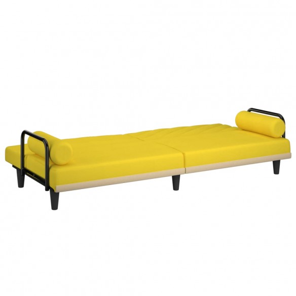 Canapé-lit avec accoudoirs jaune clair tissu