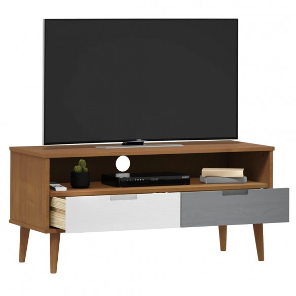 Meuble TV MOLDE Marron 106x40x49 cm Bois de pin massif