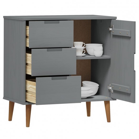 Buffet MOLDE Gris 76,5x40x80 cm Bois massif de pin