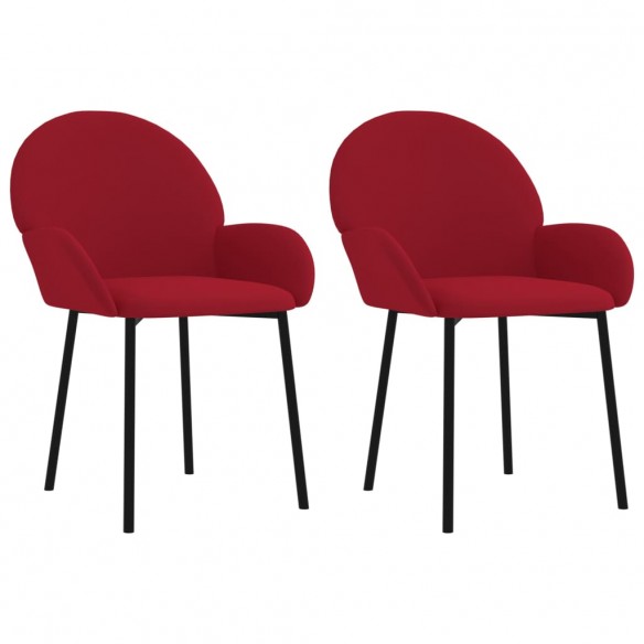 Chaises à manger lot de 2 Rouge bordeaux Velours