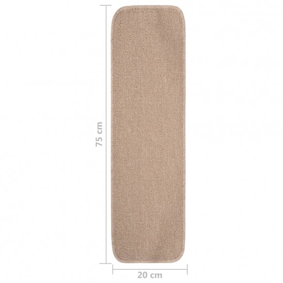 Tapis escalier antidérapants 15 pcs 75x20cm Beige Rectangulaire