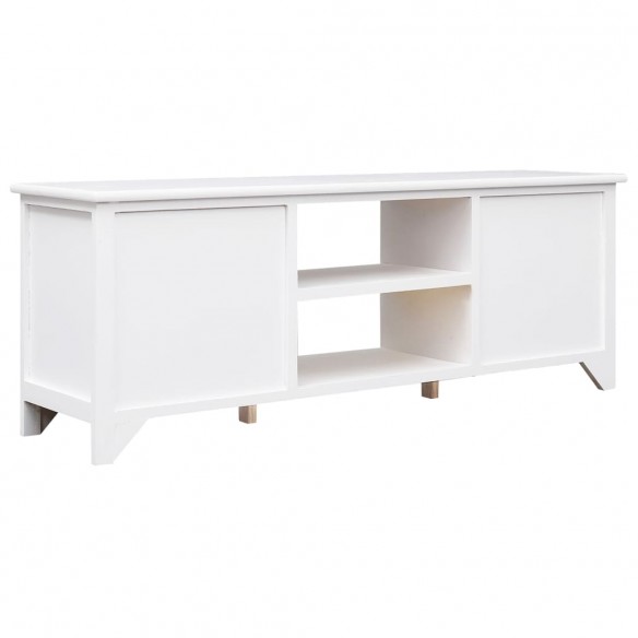 Meuble TV Blanc 108x30x40 cm Bois de Paulownia solide