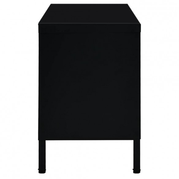 Meuble TV Noir 90x30x44 cm Acier et verre