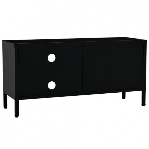 Meuble TV Noir 90x30x44 cm Acier et verre