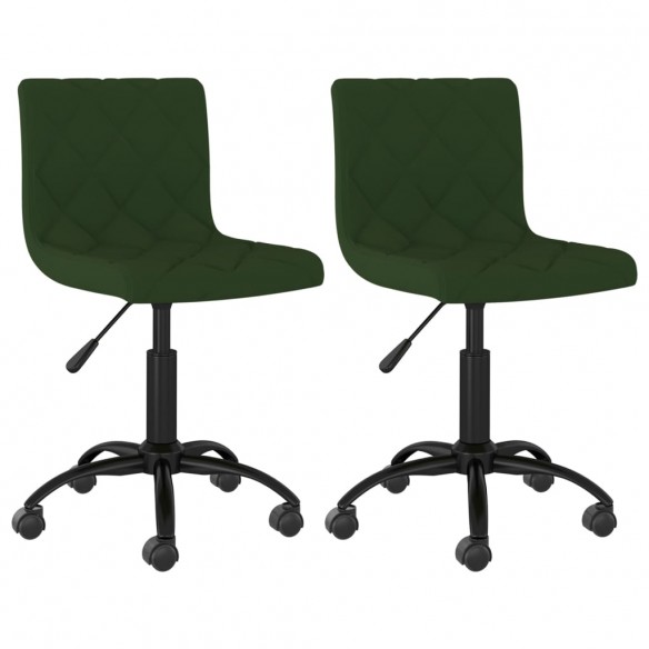 Chaises pivotantes à manger lot de 2 Vert foncé Velours