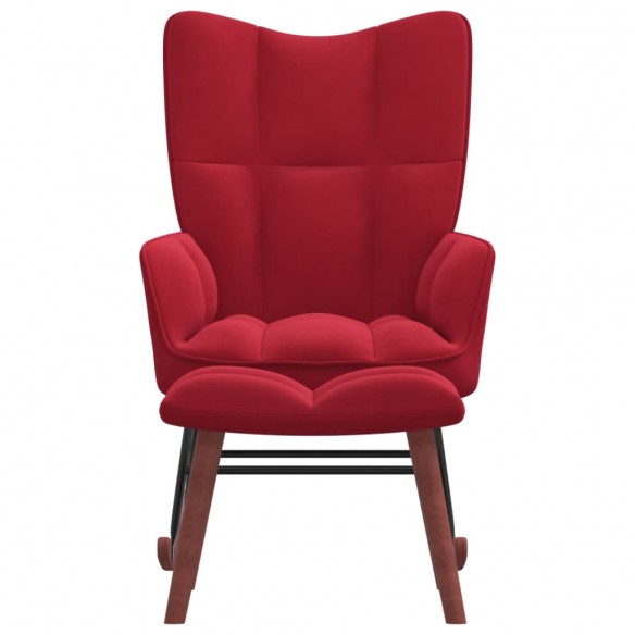 Chaise à bascule avec repose-pied Rouge bordeaux Velours