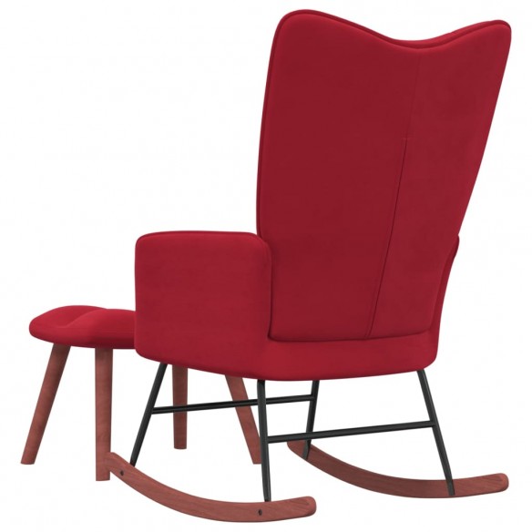 Chaise à bascule avec repose-pied Rouge bordeaux Velours