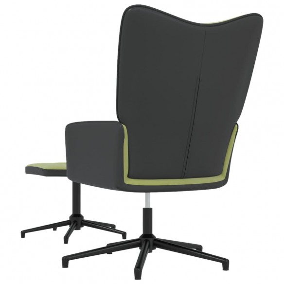 Chaise de relaxation avec repose-pied Vert clair Velours et PVC