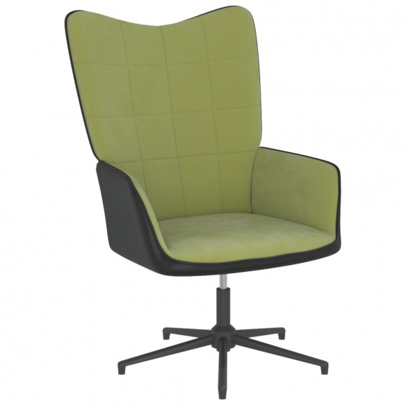 Chaise de relaxation avec repose-pied Vert clair Velours et PVC