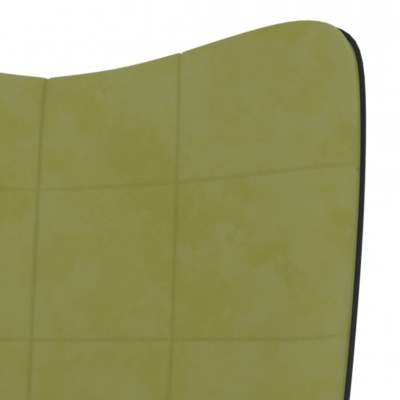 Chaise de relaxation avec repose-pied Vert clair Velours et PVC