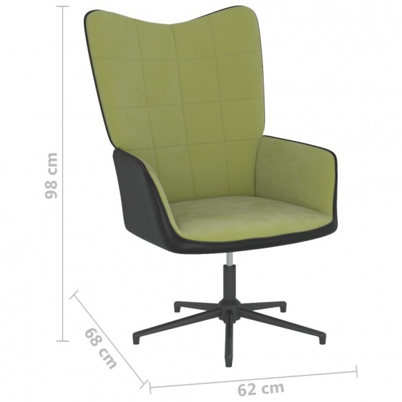 Chaise de relaxation avec repose-pied Vert clair Velours et PVC