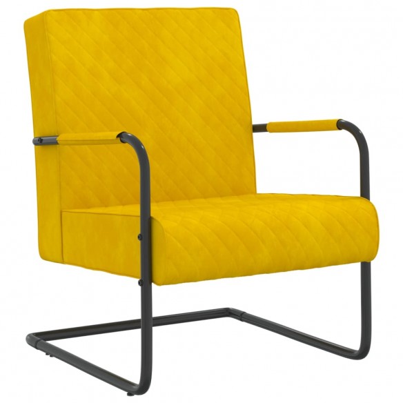 Chaise cantilever Jaune moutarde Velours