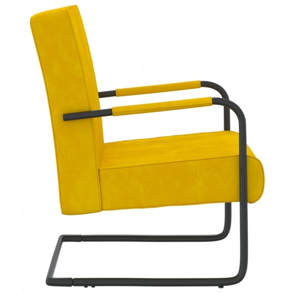 Chaise cantilever Jaune moutarde Velours