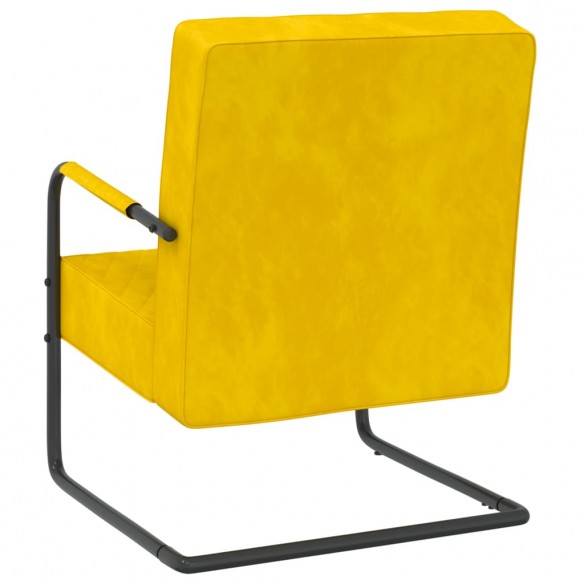 Chaise cantilever Jaune moutarde Velours