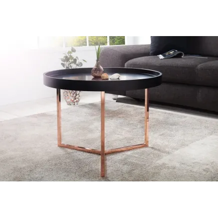 Table d'appoint noire design en bois / métal