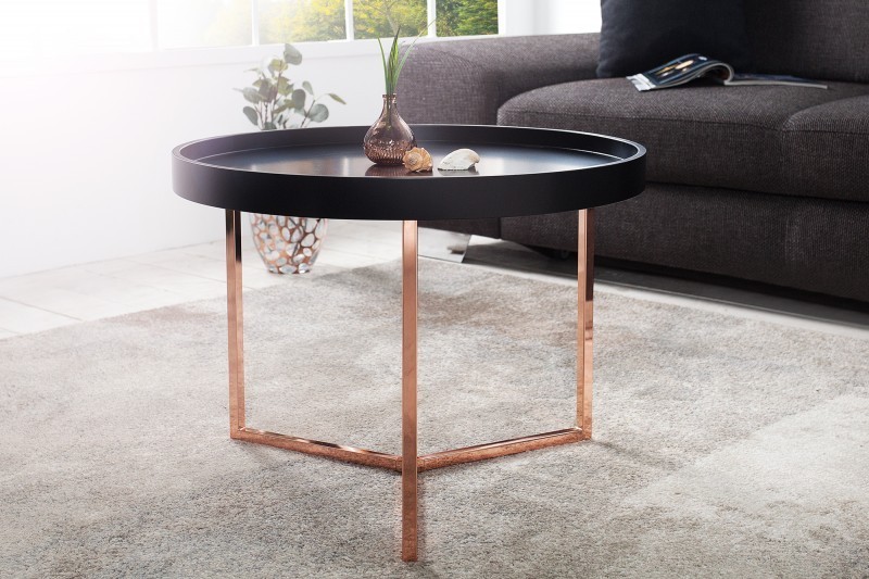 Table d'appoint noire design en bois / métal