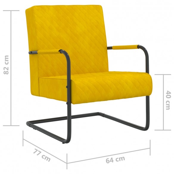 Chaise cantilever Jaune moutarde Velours