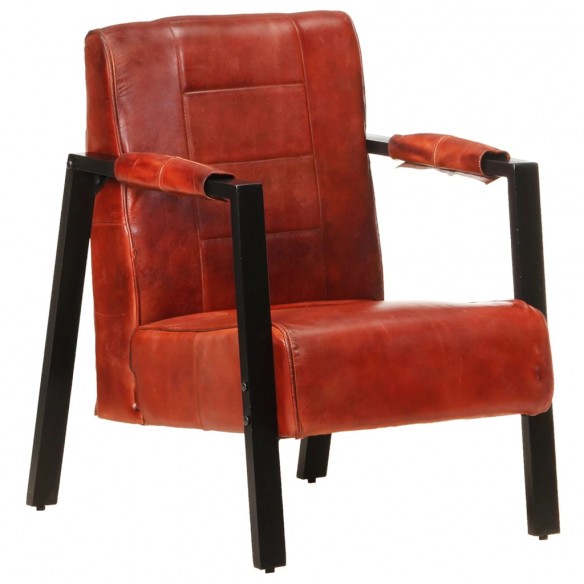 Fauteuil 60x80x87 cm Marron foncé Cuir de chèvre véritable