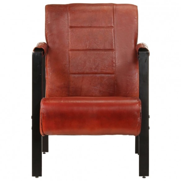 Fauteuil 60x80x87 cm Marron foncé Cuir de chèvre véritable