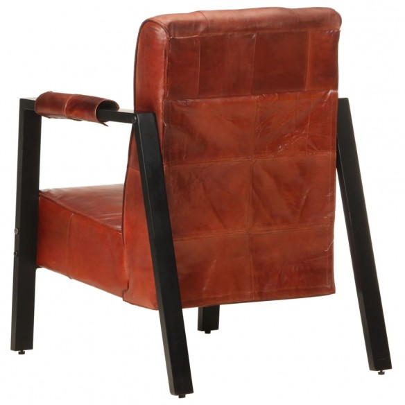 Fauteuil 60x80x87 cm Marron foncé Cuir de chèvre véritable