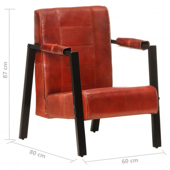 Fauteuil 60x80x87 cm Marron foncé Cuir de chèvre véritable