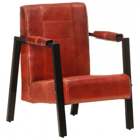 Fauteuil 60x80x87 cm Marron foncé Cuir de chèvre véritable