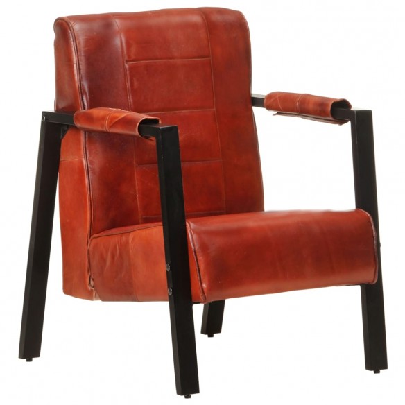 Fauteuil 60x80x87 cm Marron foncé Cuir de chèvre véritable