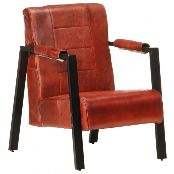 Fauteuil 60x80x87 cm Marron foncé Cuir de chèvre véritable