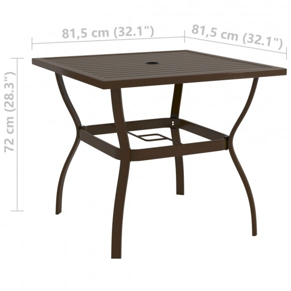 Table de jardin Marron 81,5x81,5x72 cm Acier