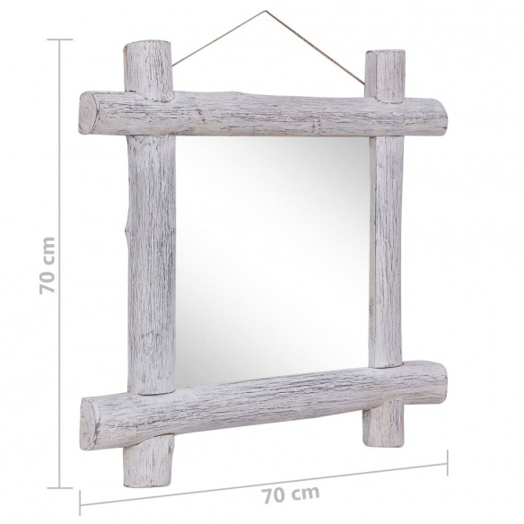 Miroir à bûches Blanc 70x70 cm Bois de récupération massif