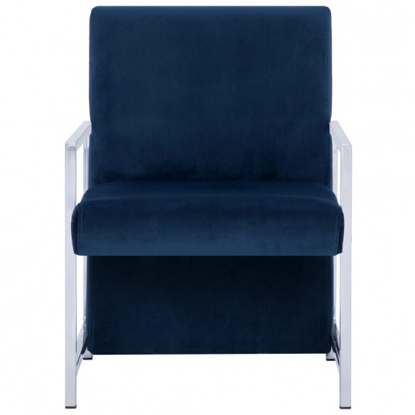 Fauteuil avec pieds en chrome Bleu Velours