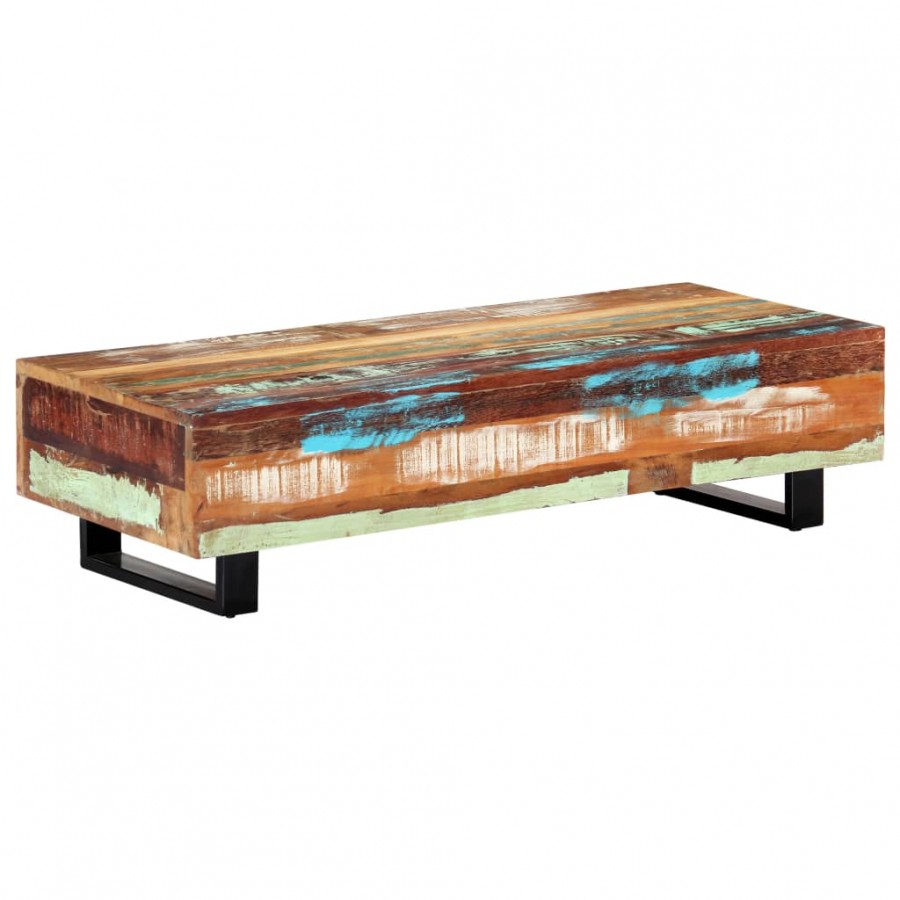Table basse 120x50x30 cm Bois de récupération solide et acier