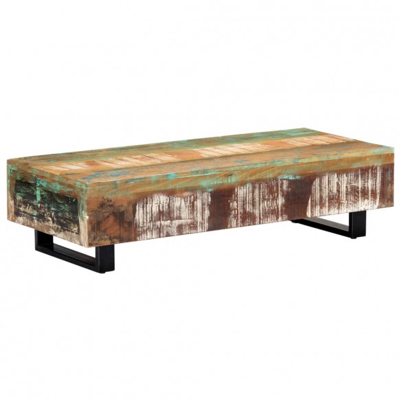 Table basse 120x50x30 cm Bois de récupération solide et acier