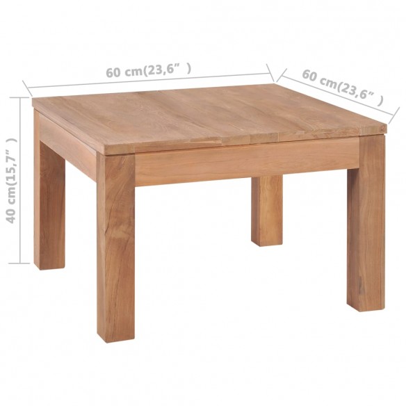 Table basse Bois de teck et finition naturelle 60 x 60 x 40 cm