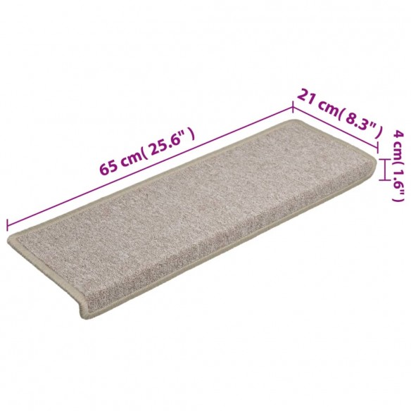 Tapis d'escalier 15 pcs 65x21x4 cm Taupe