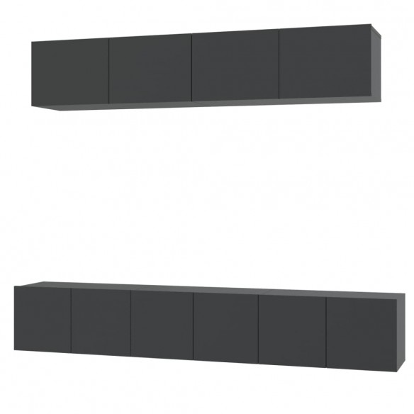 Ensemble de meubles TV 5 pcs Noir Bois d'ingénierie