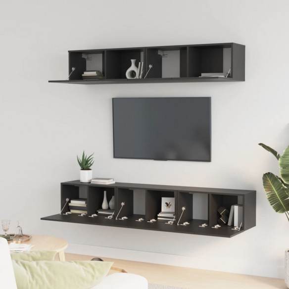 Ensemble de meubles TV 5 pcs Noir Bois d'ingénierie