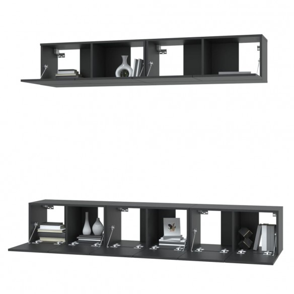 Ensemble de meubles TV 5 pcs Noir Bois d'ingénierie