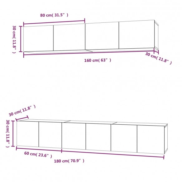 Ensemble de meubles TV 5 pcs Noir Bois d'ingénierie