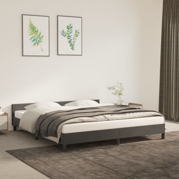 Cadre de lit avec tête de lit Gris foncé 160x200 cm Velours