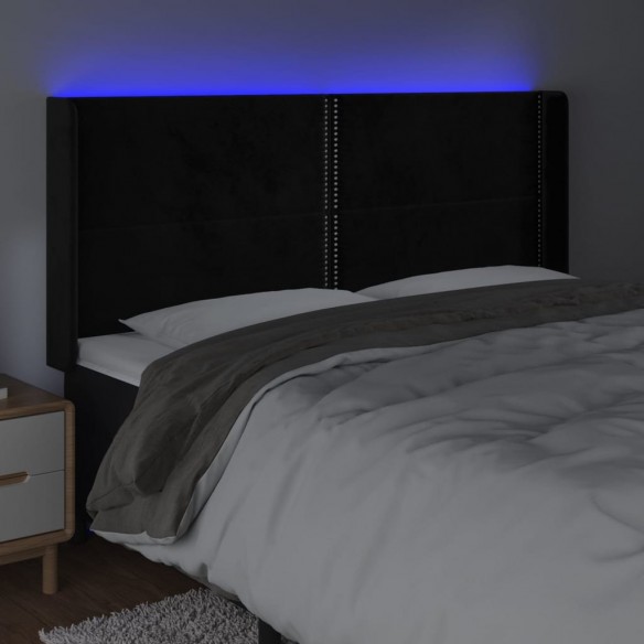 Tête de lit à LED Noir 203x16x118/128 cm Velours