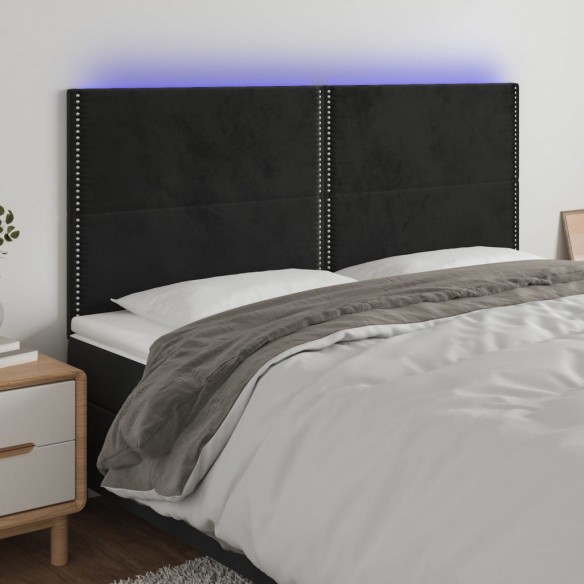 Tête de lit à LED Noir 200x5x118/128 cm Velours