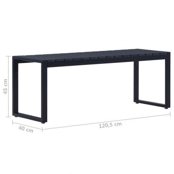 Banc de jardin 120,5 cm Panneau PS Noir