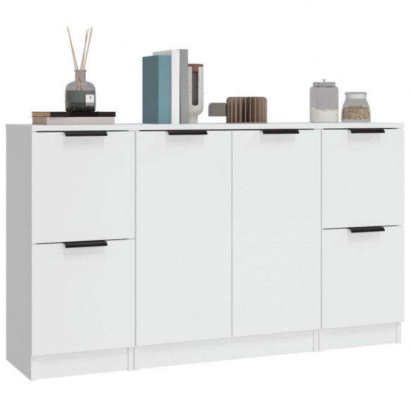 Buffets 3 pcs Blanc Bois d'ingénierie