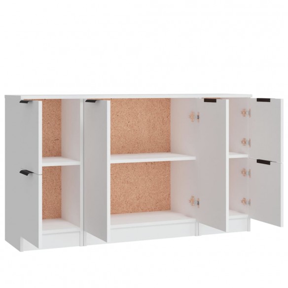 Buffets 3 pcs Blanc Bois d'ingénierie