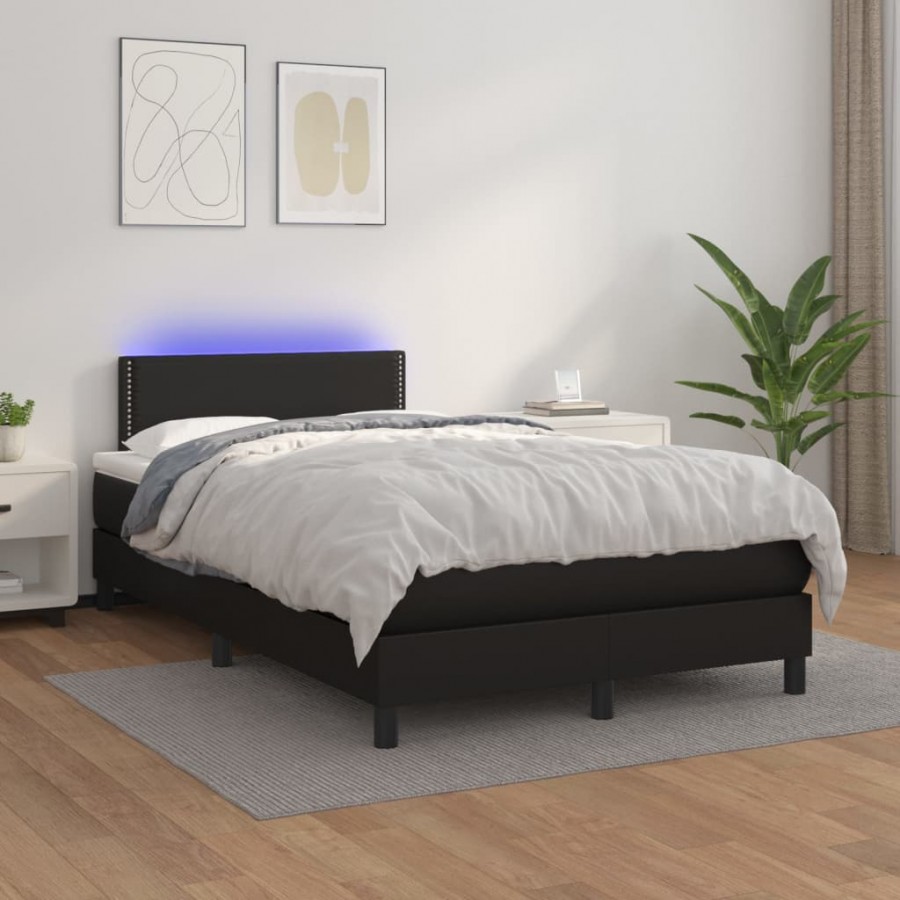 Sommier à lattes de lit avec matelas et LED Noir 120x200 cm