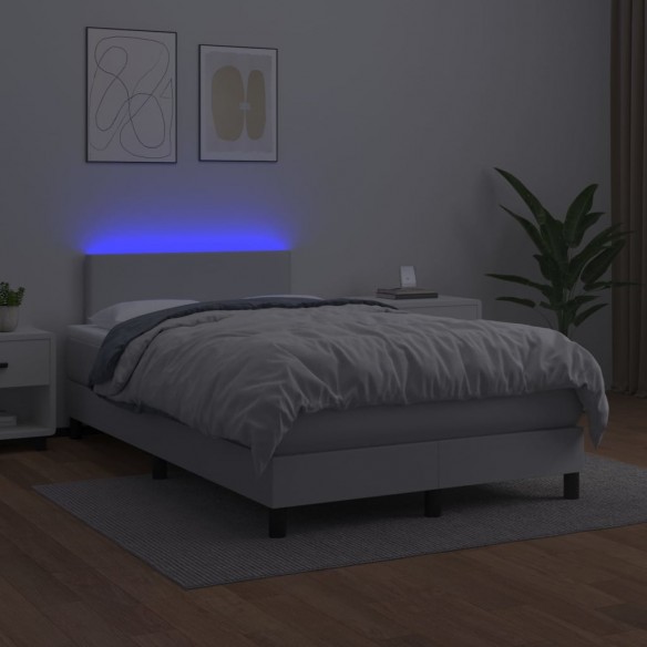 Cadre de lit et matelas et LED Blanc 120x200 cm